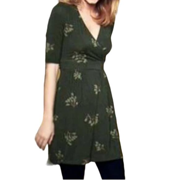 NEW BODEN Faux Wrap Botanical Print Jersey Knit Dress in Gray SZ 2 - Picture 1 of 11
